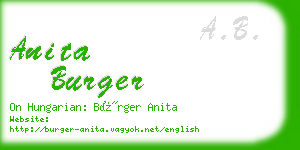 anita burger business card